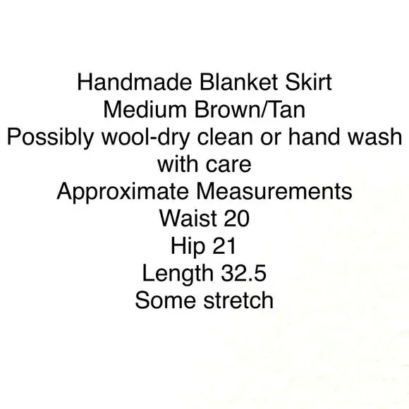Blanket Skirt Handmade Women's Brown Wool Side Slit Zipper Vintage Size Med to L - Picture 5 of 11